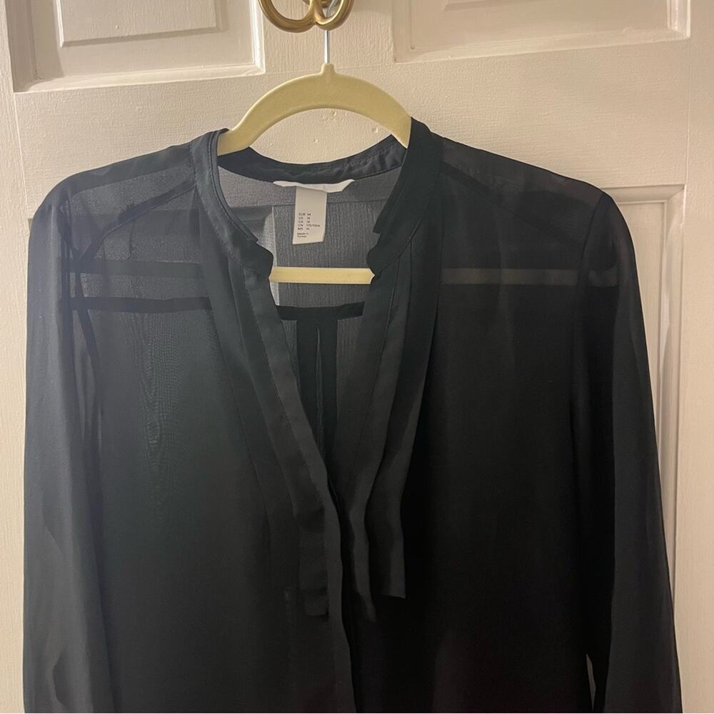 H&M Blouse, Sheer Black, Size 14, Long Sleeve - Picture 2 of 10